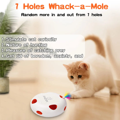 INKZOO Cat Toys, Interactive Cat Toys for Indoor Cats, Smart Interactive Kitten Toy, Automatic 7 Holes Mice Whack-A-Mole