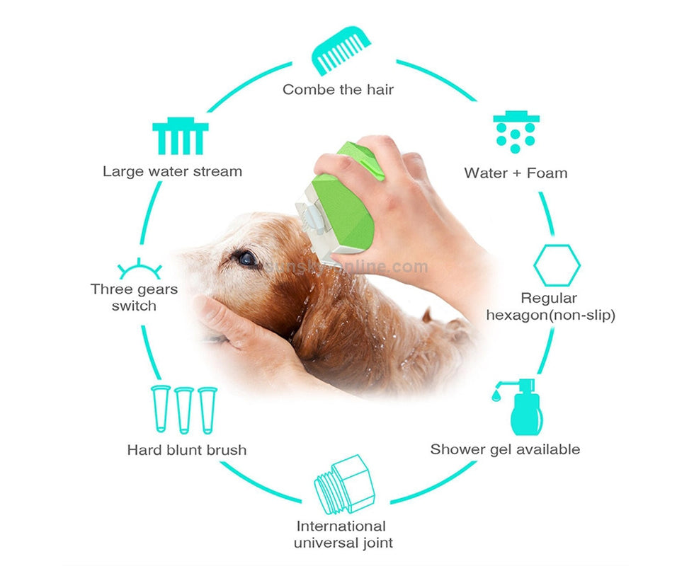 Pet Shower Brush Nozzle Comb Pet Shower(Lake Blue)