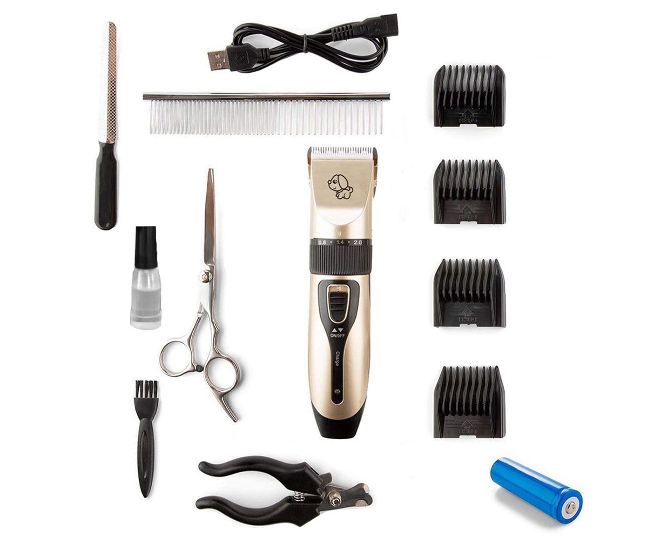 Lenoxx Pet/Dog Grooming Kit Cordless Clipper/Trimmer/Scissors Nail File Comb Set