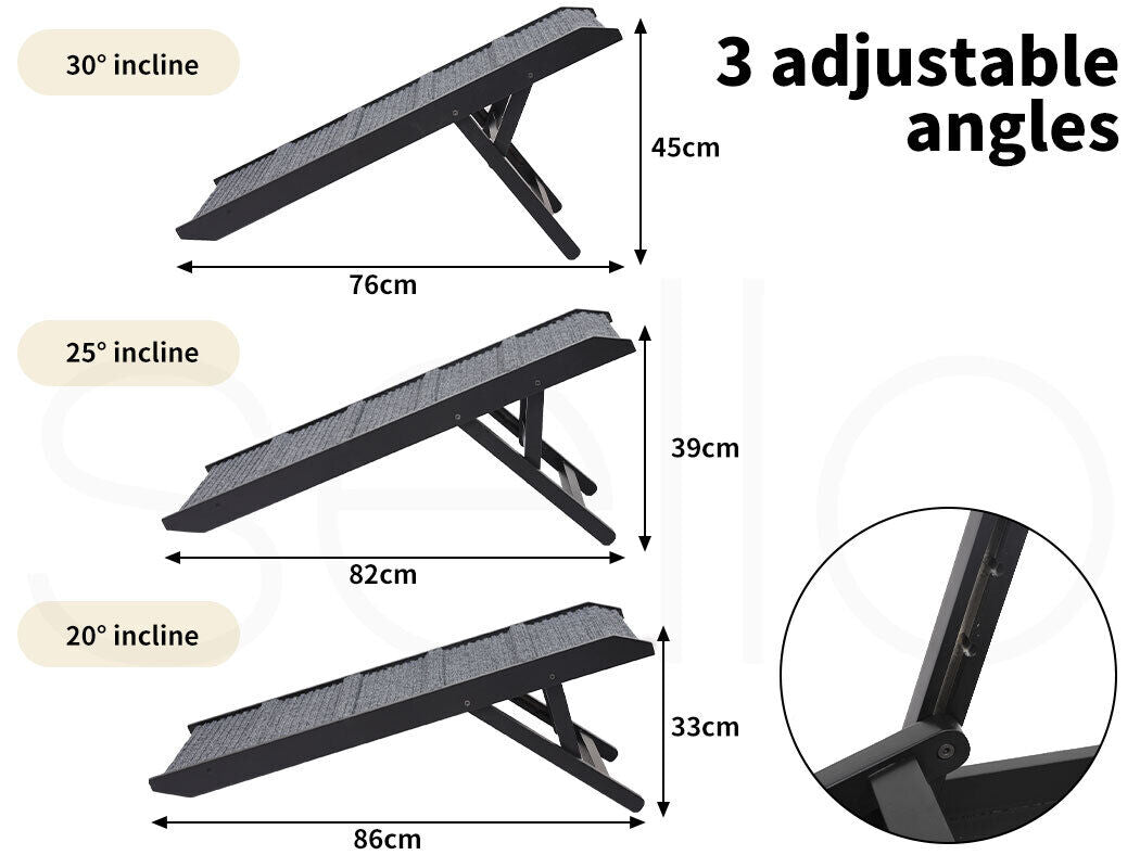 Pawz Dog Ramp Adjustable Height Stair for Bed Sofa Cat Dogs Folding Portable