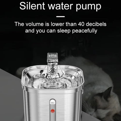 Pet Water Dispenser Automatic Sensor with Filter Cat and Dog Fountain Stainless Steel Cat Water Dispenser Pet Products