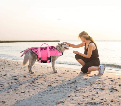 Large Dog Life Jacket, Dog Life Vests for Swimming, Float Coat Swimsuits Flotation Device Life Preserver Belt Lifesaver Flotation Suit for Pet Pink X-Small