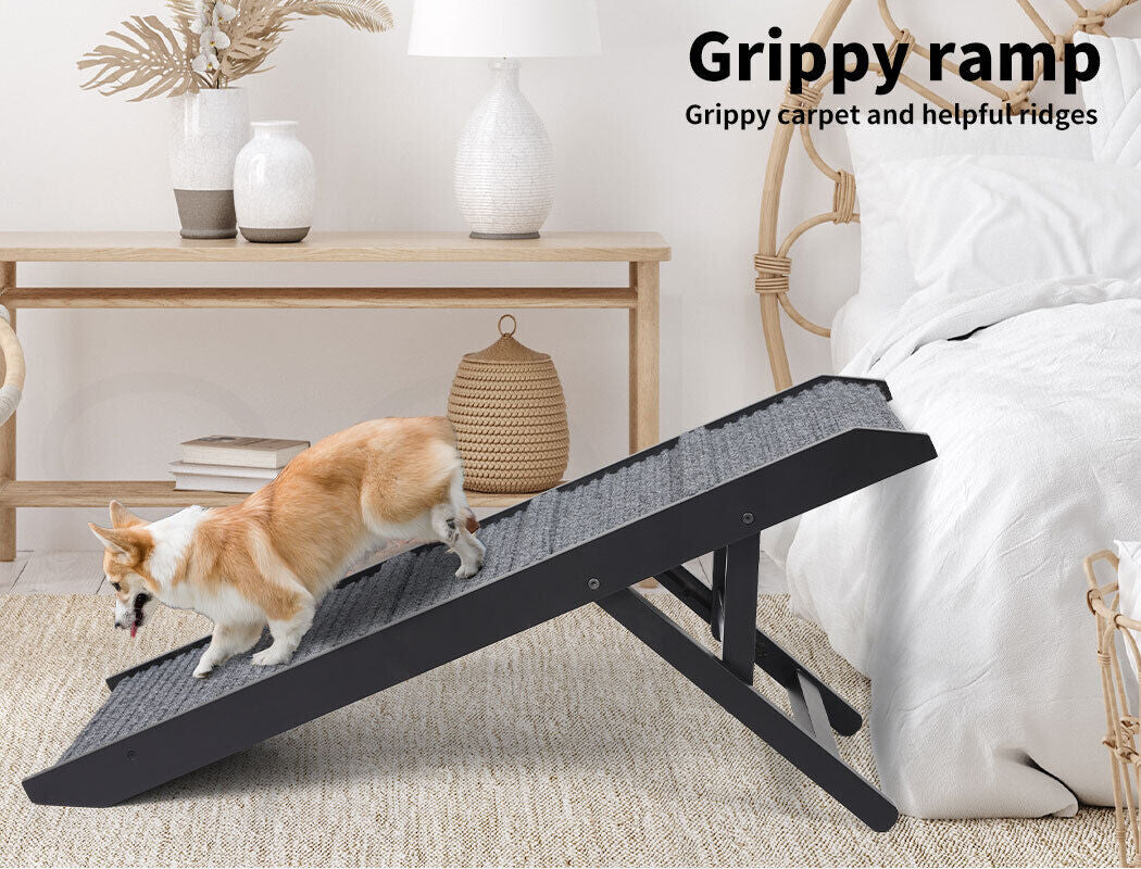 Pawz Dog Ramp Adjustable Height Stair for Bed Sofa Cat Dogs Folding Portable