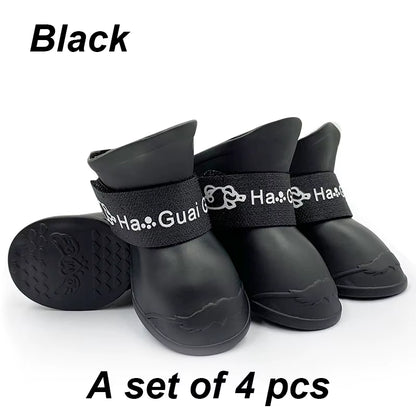 4Pcs Pet Dog Shoes Candy Color Waterproof Booties Rubber Small Medium Large Dogs Cats Outdoor Shoe Ankle Boots Pet Accessories