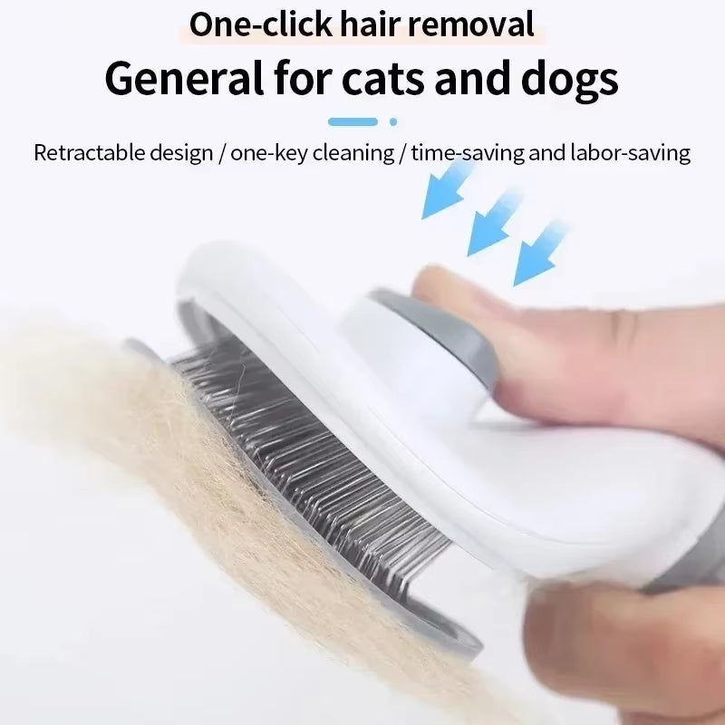 Sliding Bristle Brush Things for Cats Pet Grooming Comb Automatic Cleaning Pet Hair Removal Accessories Removes Supplies Scraper