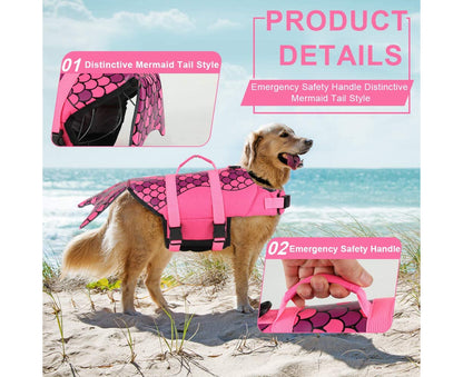 Large Dog Life Jacket, Dog Life Vests for Swimming, Float Coat Swimsuits Flotation Device Life Preserver Belt Lifesaver Flotation Suit for Pet Pink X-Small