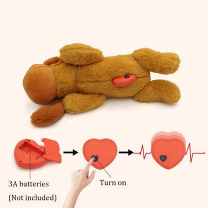 Heartbeat Dog Anxiety Relief Plush Toy Pet Comfortable Behavioral Training Play Aid Tool Soft Plush Sleeping Buddy for Small Dog