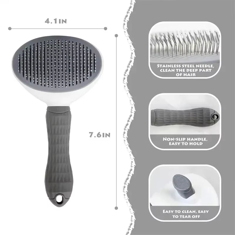 Sliding Bristle Brush Things for Cats Pet Grooming Comb Automatic Cleaning Pet Hair Removal Accessories Removes Supplies Scraper