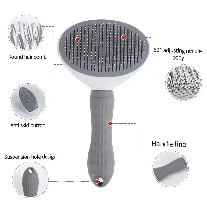 Sliding Bristle Brush Things for Cats Pet Grooming Comb Automatic Cleaning Pet Hair Removal Accessories Removes Supplies Scraper