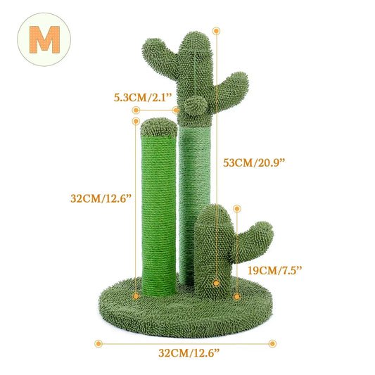 Cactus Cat Scratcher Cat Scratching Post Cactus Cat Scratcher Featuring with 3 Scratching Poles and Interactive Dangling Ball