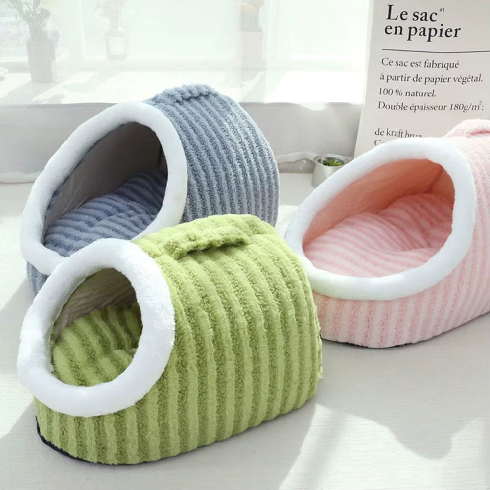 Warm Plush Pet Bed with Cover round Cat Bed Pet Mattress Cozy Cat Dog Sleeping Nest Cave for Small Dogs and Kittens in Winter