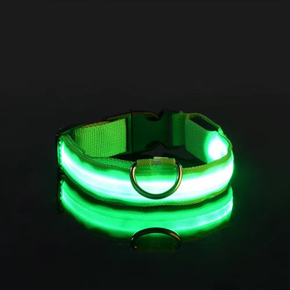 Dog Collar Nylon LED Night Safety Flashing Glow in the Dark Pet Dog Leash Pet Dogs Luminous Fluorescent Dog Accessories Collar