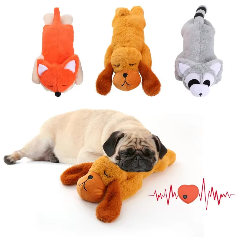 Heartbeat Dog Anxiety Relief Plush Toy Pet Comfortable Behavioral Training Play Aid Tool Soft Plush Sleeping Buddy for Small Dog