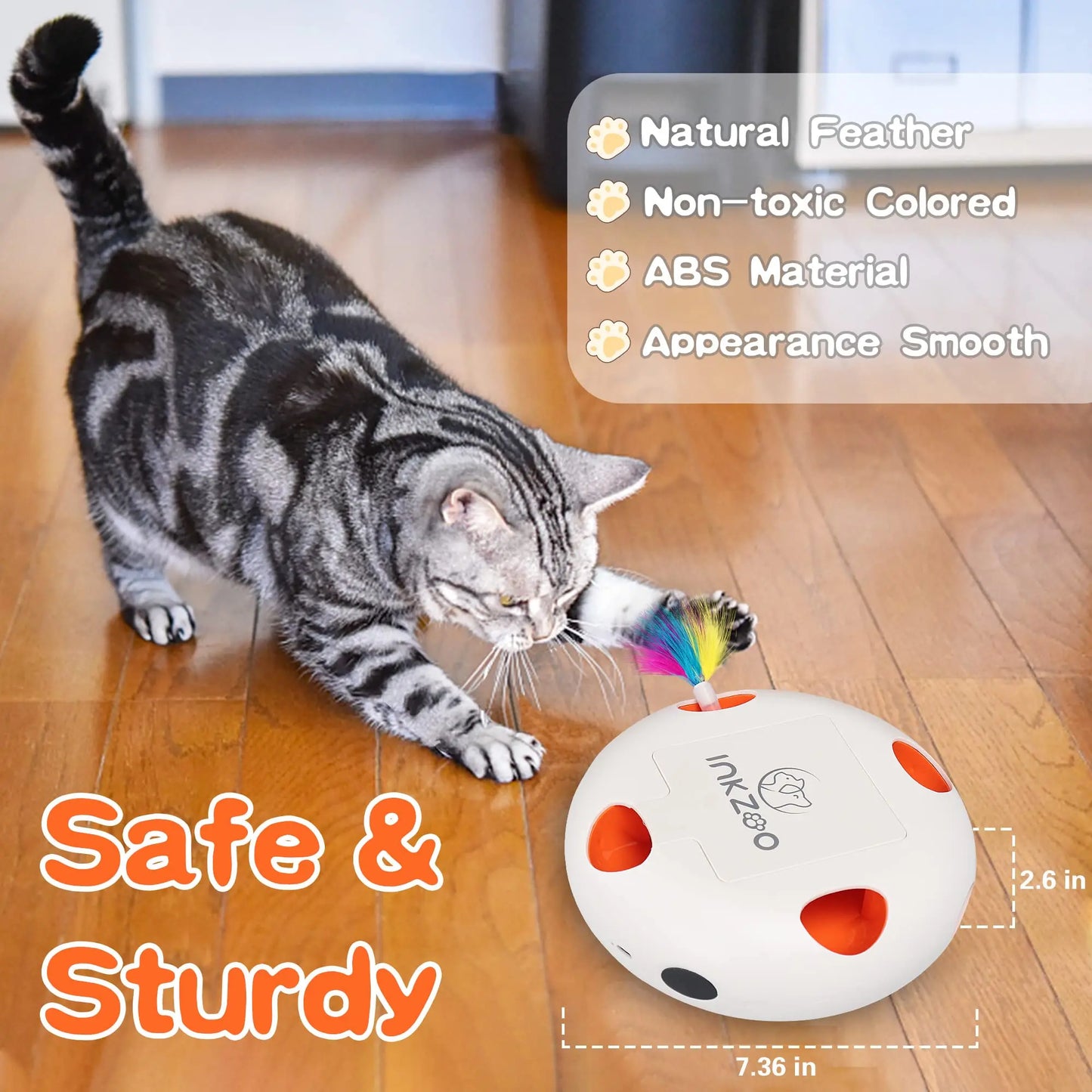 INKZOO Cat Toys, Interactive Cat Toys for Indoor Cats, Smart Interactive Kitten Toy, Automatic 7 Holes Mice Whack-A-Mole