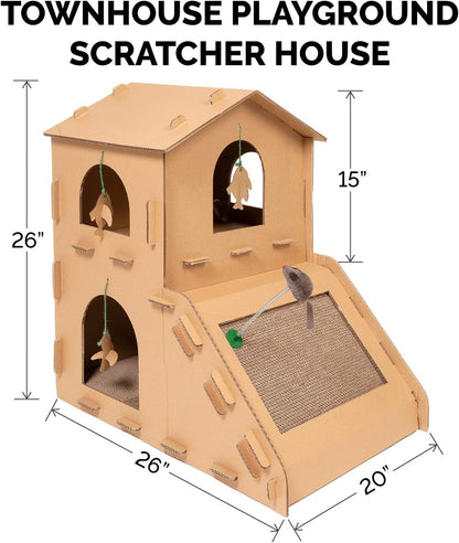 Cat Scratchers with Catnip - Tiger Tough Multi-Level Cat House Scratcher Playgrounds, Classic Reversible Scratching Board, Interactive Busy Box Toy Scratcher, and More