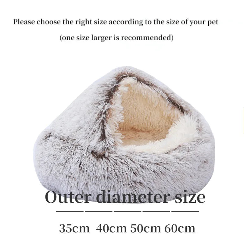 Plush Pet Cat Bed round Cat Cushion Cat House 2 in 1 Warm Cat Basket Pet Sleep Bag Cat Nest Kennel for Small Dog Cat Dog Bed