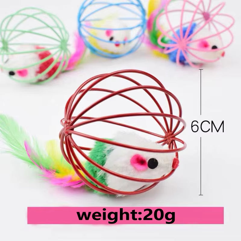 Popular Colorful Mouse in Cage Cat Toy within Sand Interactive Chase Cat Mouse Toy