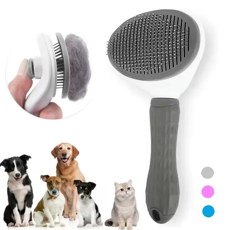 Sliding Bristle Brush Things for Cats Pet Grooming Comb Automatic Cleaning Pet Hair Removal Accessories Removes Supplies Scraper