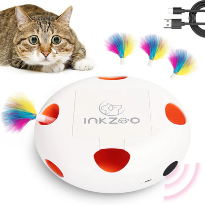 INKZOO Cat Toys, Interactive Cat Toys for Indoor Cats, Smart Interactive Kitten Toy, Automatic 7 Holes Mice Whack-A-Mole