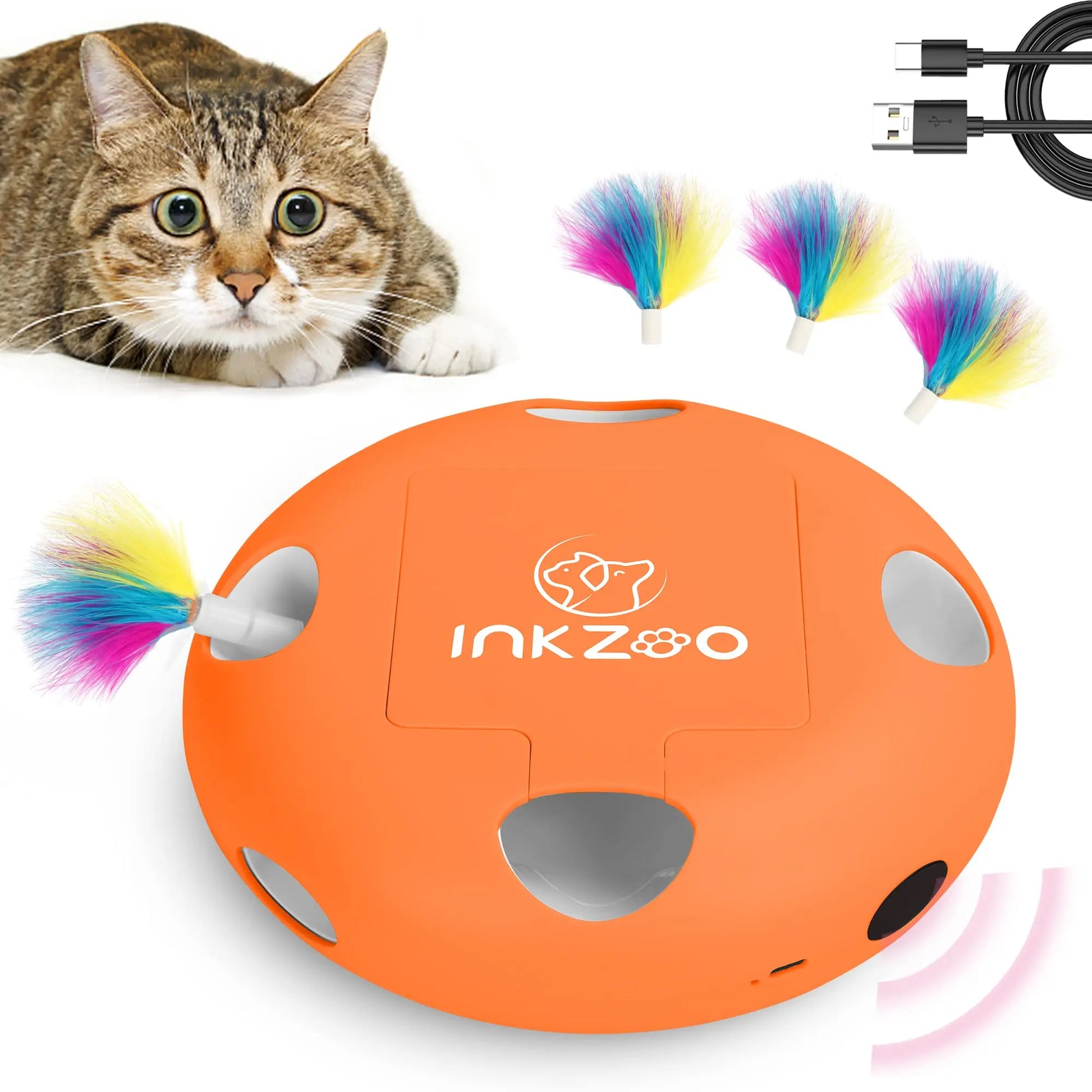 INKZOO Cat Toys, Interactive Cat Toys for Indoor Cats, Smart Interactive Kitten Toy, Automatic 7 Holes Mice Whack-A-Mole