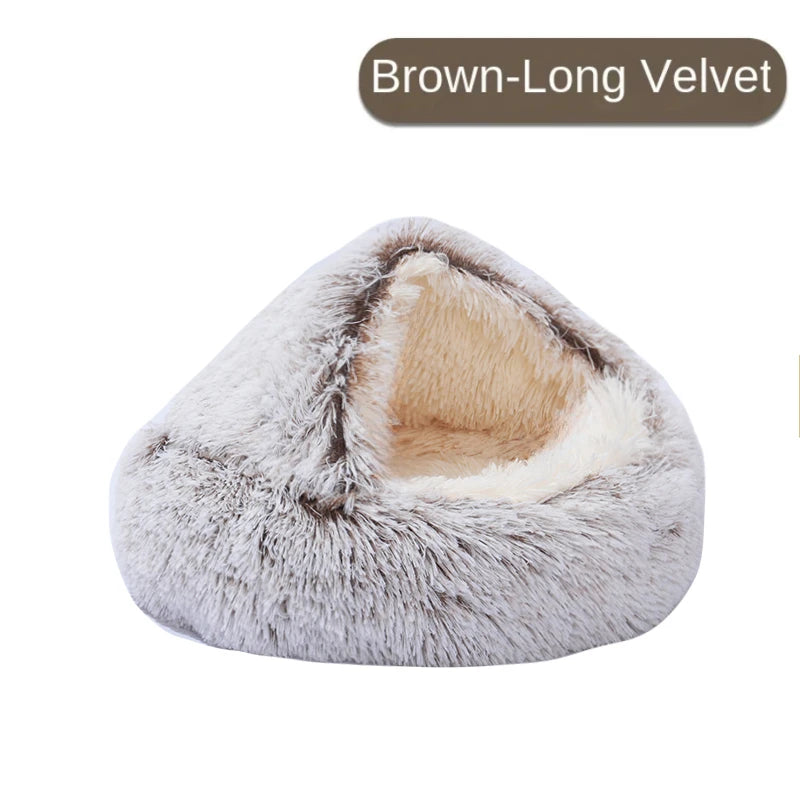 Plush Pet Cat Bed round Cat Cushion Cat House 2 in 1 Warm Cat Basket Pet Sleep Bag Cat Nest Kennel for Small Dog Cat Dog Bed