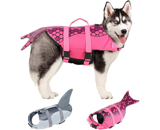 Large Dog Life Jacket, Dog Life Vests for Swimming, Float Coat Swimsuits Flotation Device Life Preserver Belt Lifesaver Flotation Suit for Pet Pink X-Small