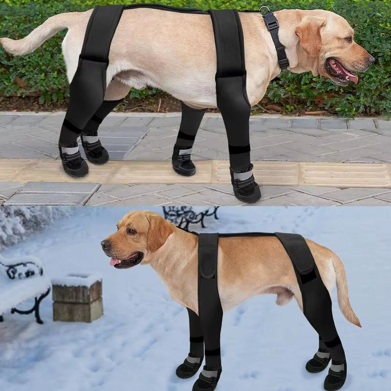 Dog Suspender Boots Waterproof Paw Protectors Soft Puppy Boots Non-Slip Dog Winter Shoes Adjustable Booties for Dogs Paws