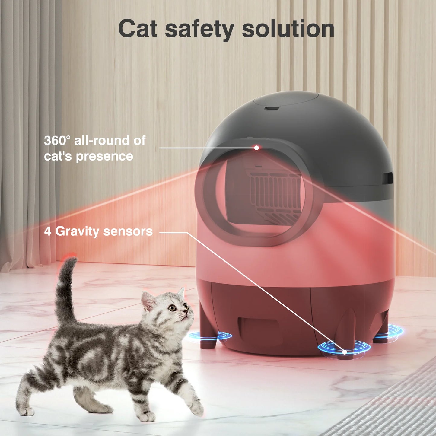 Self-Cleaning Cat Litter Box,  Automatic Cat Litter Box 2.4G Wifi with APP Control, Extra Large Capacity for Multiple Cats, Cat Litter Box Self Cleaning, Black