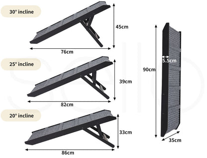 Pawz Dog Ramp Adjustable Height Stair for Bed Sofa Cat Dogs Folding Portable