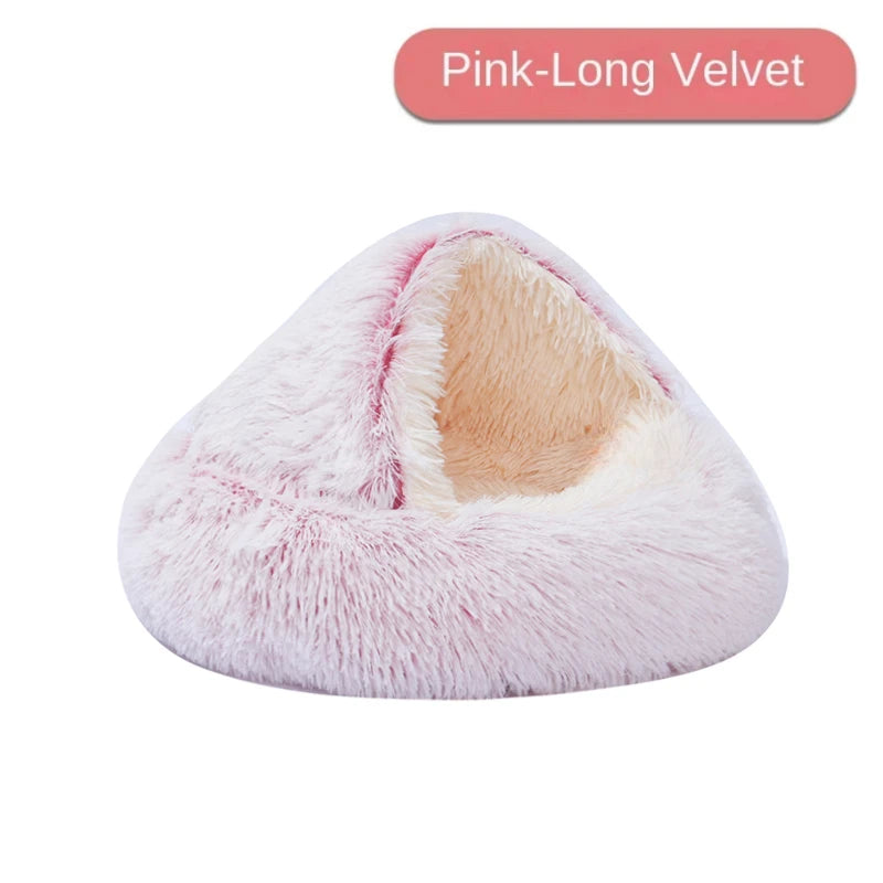 Plush Pet Cat Bed round Cat Cushion Cat House 2 in 1 Warm Cat Basket Pet Sleep Bag Cat Nest Kennel for Small Dog Cat Dog Bed