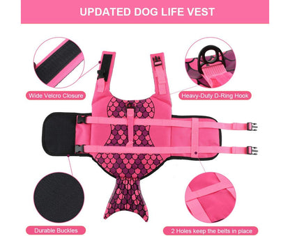 Large Dog Life Jacket, Dog Life Vests for Swimming, Float Coat Swimsuits Flotation Device Life Preserver Belt Lifesaver Flotation Suit for Pet Pink X-Small